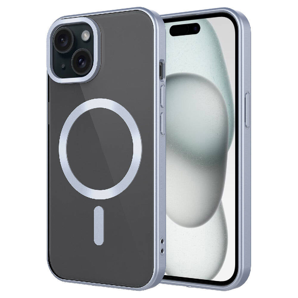 Apple iPhone 15 Kılıf Mat Tasarımlı M-safe Wireless Şarj Özellikli Zore Mat Setro Kapak Gümüş
