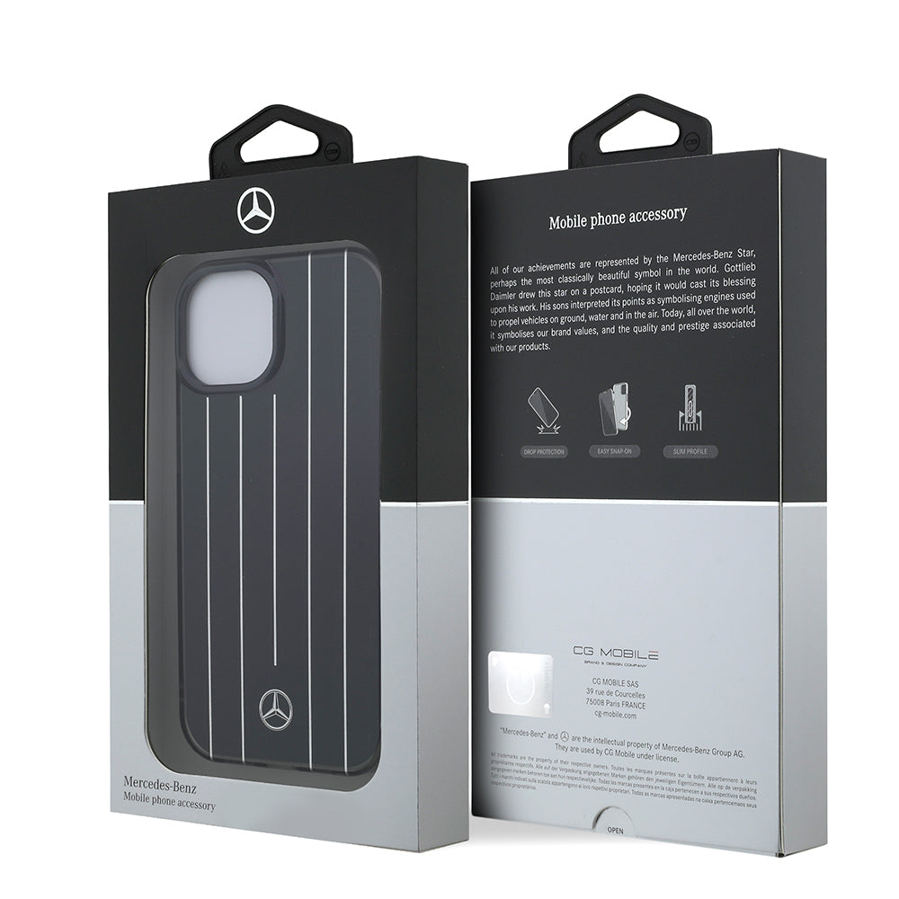 iPhone 15 Kılıf Mercedes Benz Orjinal Lisanslı New Urban 3 IML Baskılı Paralel Çizgi Desenli Kılıf