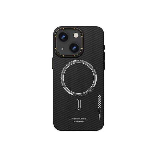 iPhone 15 Kılıf Recci Machinist Serisi M-safe Şarj Özellikli Magnetik Karbon Kılıf