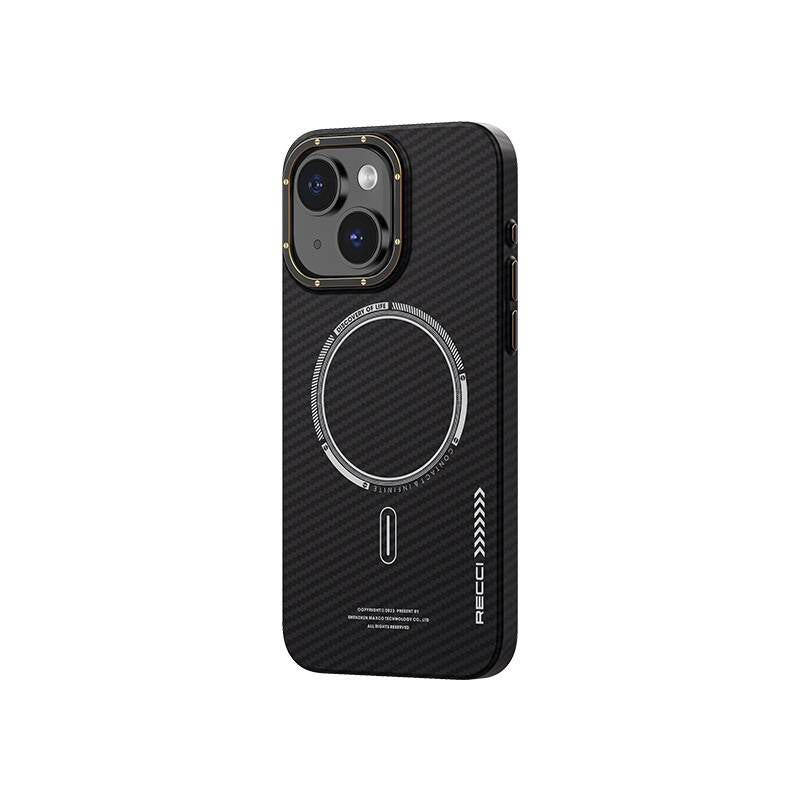 iPhone 15 Kılıf Recci Machinist Serisi M-safe Şarj Özellikli Magnetik Karbon Kılıf