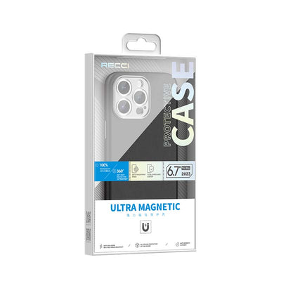 Apple iPhone 15 Pro Max Kılıf Recci Magsafe Şarj Özellikli Kamera Korumalı Explore Serisi Kapak Gri