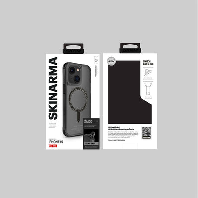 Apple iPhone 15 Kılıf SkinArma Şeffaf Airbag Tasarımlı Magsafe Şarj Özellikli Saido Kapak Mavi Açık