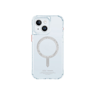Apple iPhone 15 Kılıf SkinArma Şeffaf Airbag Tasarımlı Magsafe Şarj Özellikli Saido Kapak Mavi Açık
