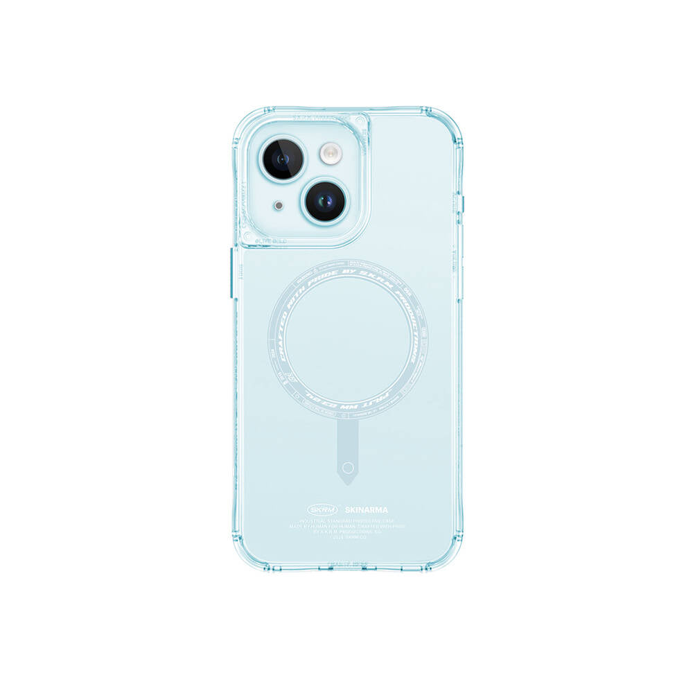 Apple iPhone 15 Kılıf SkinArma Şeffaf Airbag Tasarımlı Magsafe Şarj Özellikli Saido Kapak Pembe Açık