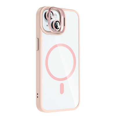 Apple iPhone 15 Kılıf Standlı ve Kamera Lens Hediyeli M-Safe Şarj Özellikli Zore Etro Kapak Desert Titanyum