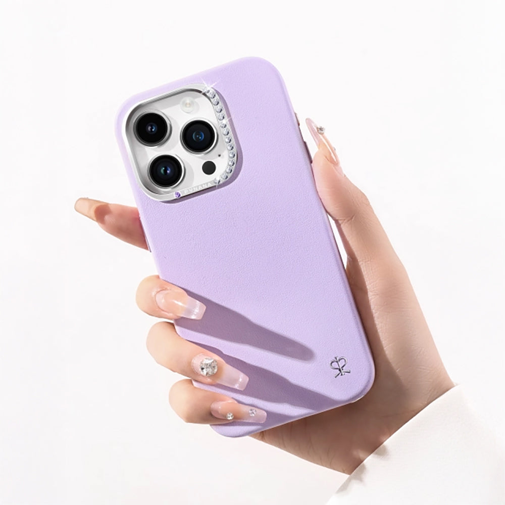 Apple iPhone 15 Kılıf Suni Deri Tasarımlı Pynana Starry Serisi Kapak Pembe