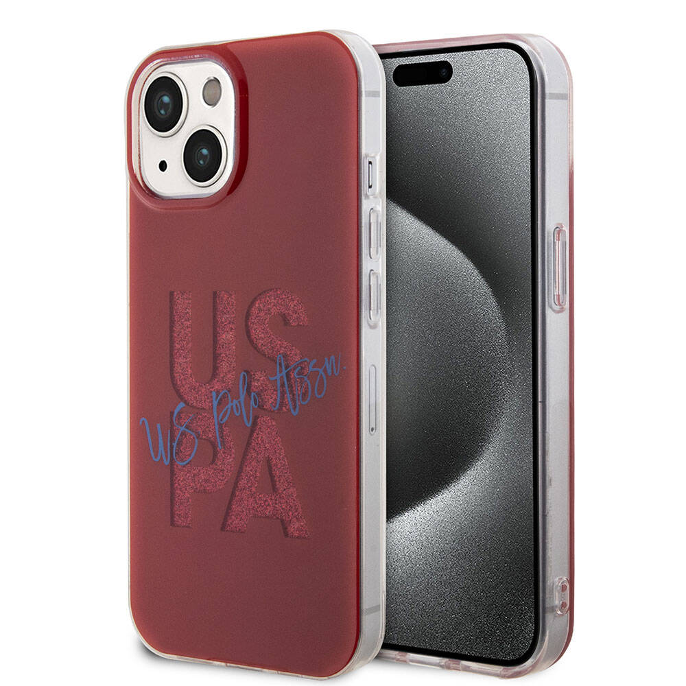 Apple iPhone 15 Kılıf U.S. Polo Assn. Orjinal Lisanslı Simli Parlak Alfabe Tasarım Kapak Siyah