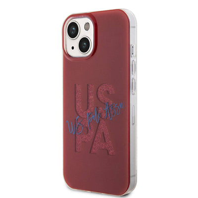 Apple iPhone 15 Kılıf U.S. Polo Assn. Orjinal Lisanslı Simli Parlak Alfabe Tasarım Kapak Siyah