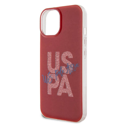 Apple iPhone 15 Kılıf U.S. Polo Assn. Orjinal Lisanslı Simli Parlak Alfabe Tasarım Kapak Siyah