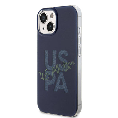 Apple iPhone 15 Kılıf U.S. Polo Assn. Orjinal Lisanslı Simli Parlak Alfabe Tasarım Kapak Kırmızı