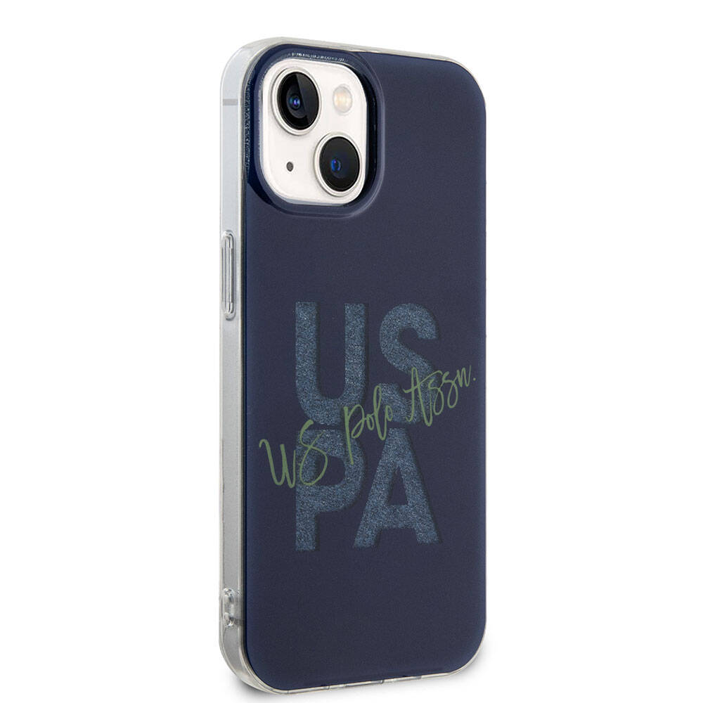 Apple iPhone 15 Kılıf U.S. Polo Assn. Orjinal Lisanslı Simli Parlak Alfabe Tasarım Kapak Siyah