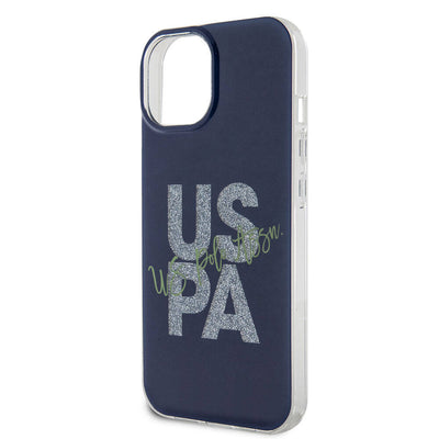 Apple iPhone 15 Kılıf U.S. Polo Assn. Orjinal Lisanslı Simli Parlak Alfabe Tasarım Kapak Kırmızı
