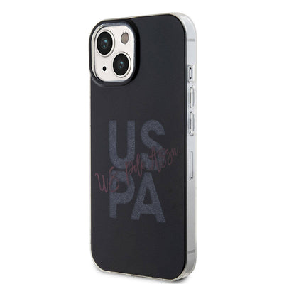 Apple iPhone 15 Kılıf U.S. Polo Assn. Orjinal Lisanslı Simli Parlak Alfabe Tasarım Kapak Kırmızı