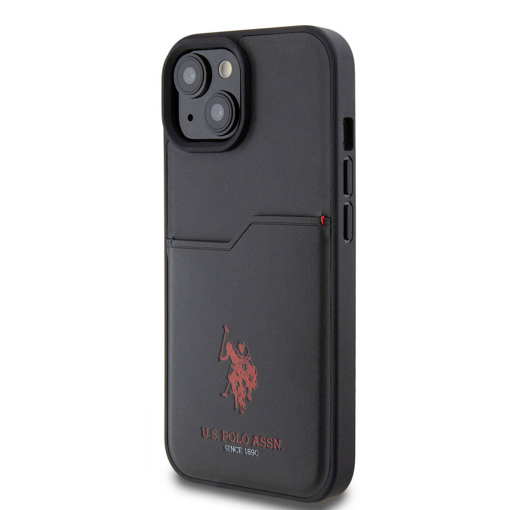 Apple iPhone 15 Kılıf U.S. Polo Assn. Orjinal Lisanslı Baskı Logolu PU Kartlıklı Kapak Lacivert