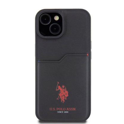 iPhone 15 Kılıf U.S. Polo Assn. Orjinal Lisanslı Baskı Logolu PU Kartlıklı Kılıf