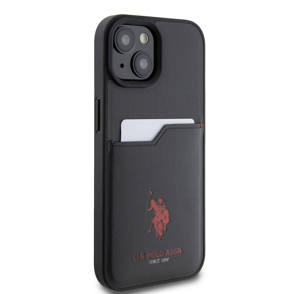 Apple iPhone 15 Kılıf U.S. Polo Assn. Orjinal Lisanslı Baskı Logolu PU Kartlıklı Kapak Mavi