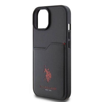Apple iPhone 15 Kılıf U.S. Polo Assn. Orjinal Lisanslı Baskı Logolu PU Kartlıklı Kapak Mavi