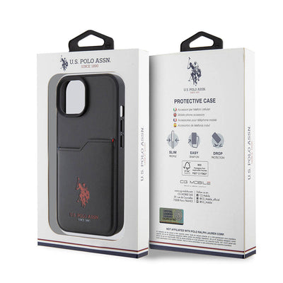 Apple iPhone 15 Kılıf U.S. Polo Assn. Orjinal Lisanslı Baskı Logolu PU Kartlıklı Kapak Mavi