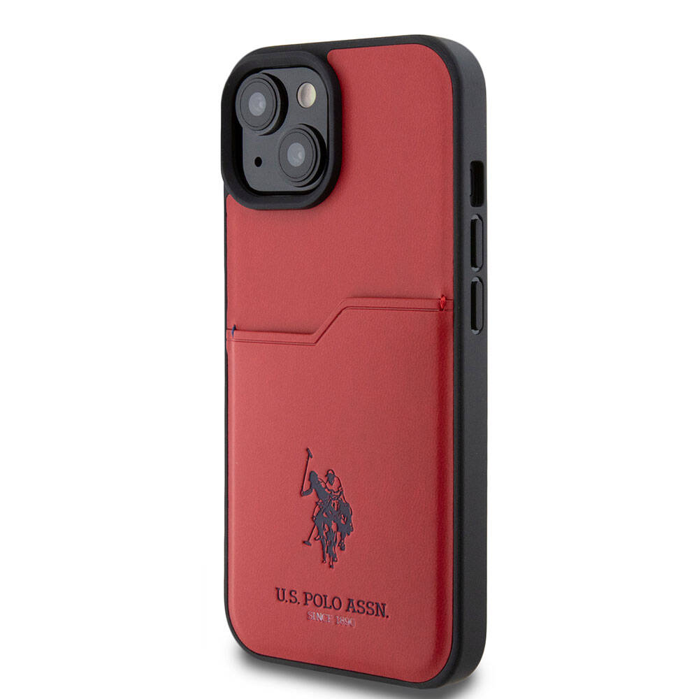 Apple iPhone 15 Kılıf U.S. Polo Assn. Orjinal Lisanslı Baskı Logolu PU Kartlıklı Kapak Lacivert