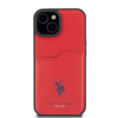 Apple iPhone 15 Kılıf U.S. Polo Assn. Orjinal Lisanslı Baskı Logolu PU Kartlıklı Kapak Mavi