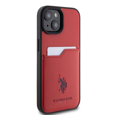 Apple iPhone 15 Kılıf U.S. Polo Assn. Orjinal Lisanslı Baskı Logolu PU Kartlıklı Kapak Mavi