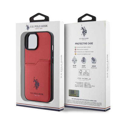 Apple iPhone 15 Kılıf U.S. Polo Assn. Orjinal Lisanslı Baskı Logolu PU Kartlıklı Kapak Mavi