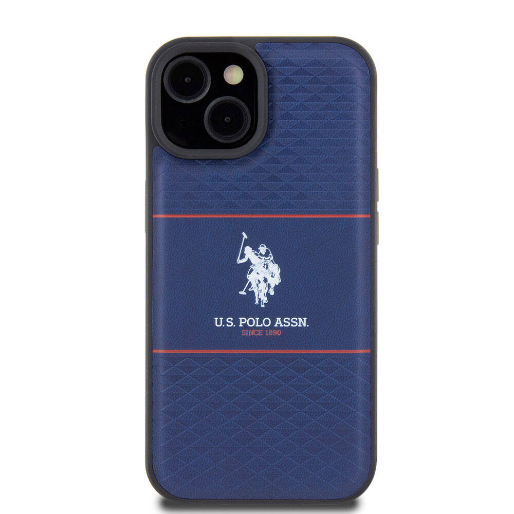 Apple iPhone 15 Kılıf U.S. Polo Assn. Orjinal Lisanslı Deri Şeritli Logo Dizayn Kapak