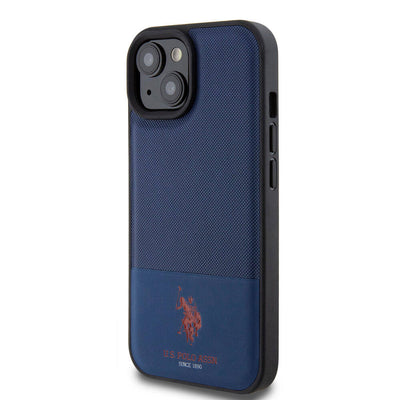 Apple iPhone 15 Kılıf U.S. Polo Assn. Orjinal Lisanslı Suni Deri Arka Yüzey Baskı Logolu Örgü Desenli Kapak Yeşil