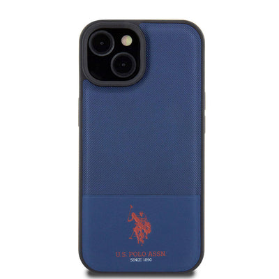 Apple iPhone 15 Kılıf U.S. Polo Assn. Orjinal Lisanslı Suni Deri Arka Yüzey Baskı Logolu Örgü Desenli Kapak Yeşil