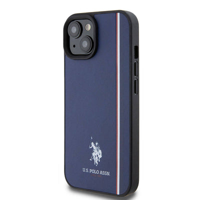 Apple iPhone 15 Kılıf U.S. Polo Assn. Orjinal Lisanslı Üç Renk Şerit Tasarımlı Baskı Logolu Kapak Beyaz
