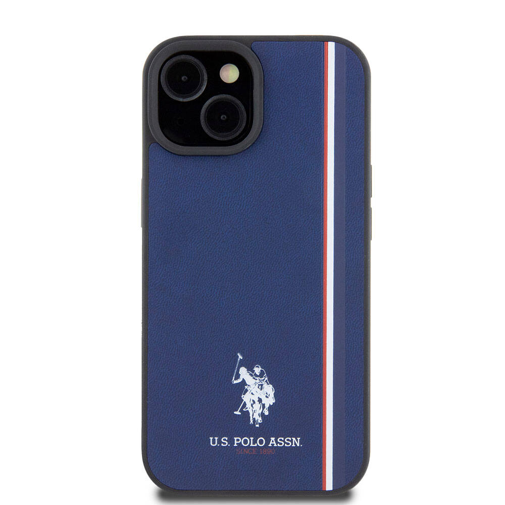 Apple iPhone 15 Kılıf U.S. Polo Assn. Orjinal Lisanslı Üç Renk Şerit Tasarımlı Baskı Logolu Kapak Beyaz