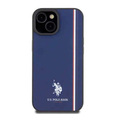 Apple iPhone 15 Kılıf U.S. Polo Assn. Orjinal Lisanslı Üç Renk Şerit Tasarımlı Baskı Logolu Kapak Beyaz