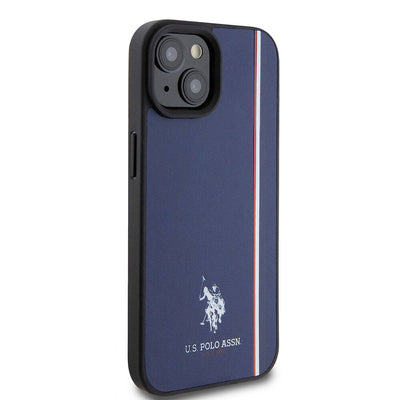 Apple iPhone 15 Kılıf U.S. Polo Assn. Orjinal Lisanslı Üç Renk Şerit Tasarımlı Baskı Logolu Kapak Beyaz