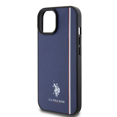 Apple iPhone 15 Kılıf U.S. Polo Assn. Orjinal Lisanslı Üç Renk Şerit Tasarımlı Baskı Logolu Kapak Beyaz