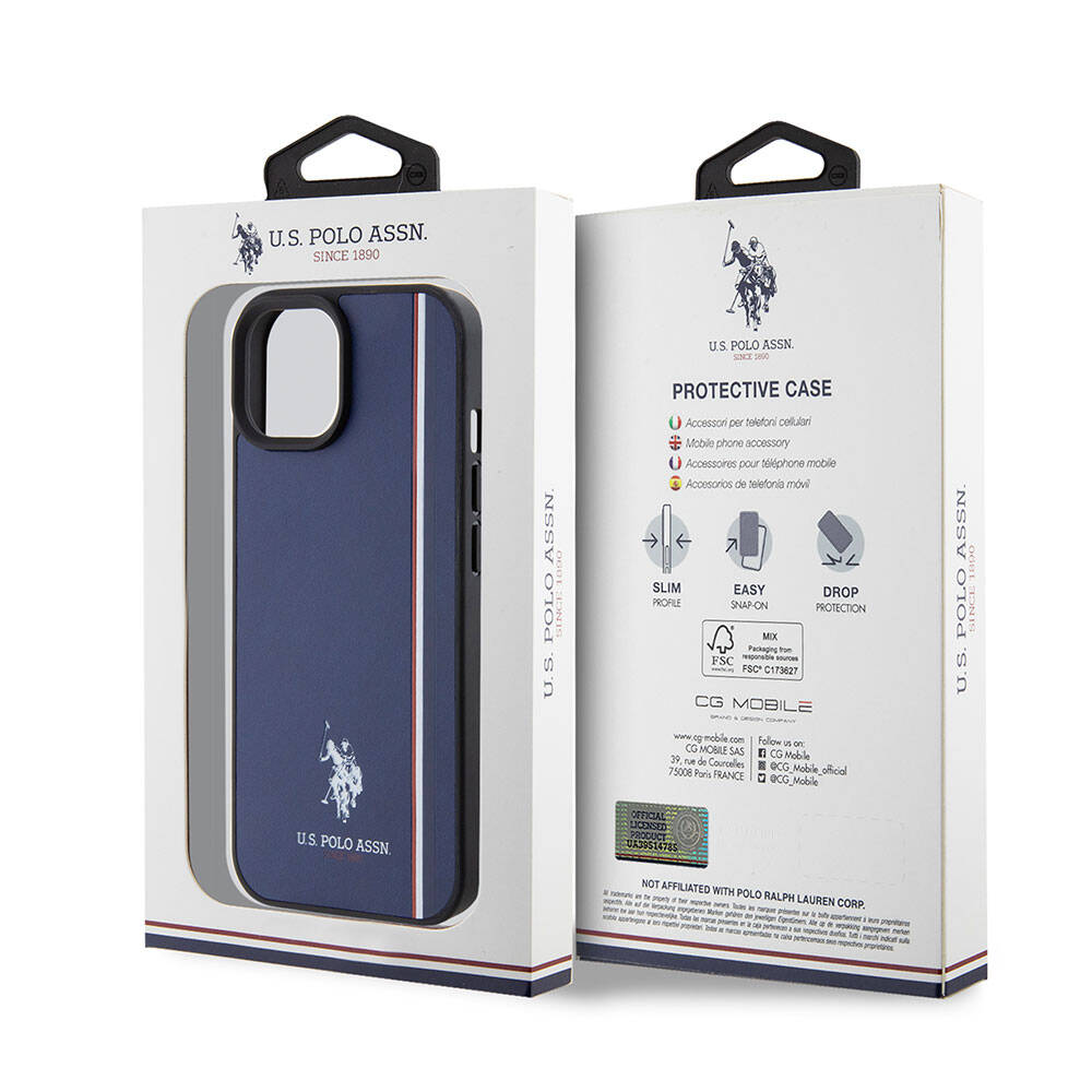 iPhone 15 Kılıf U.S. Polo Assn. Orjinal Lisanslı Üç Renk Şerit Tasarımlı Baskı Logolu Kılıf