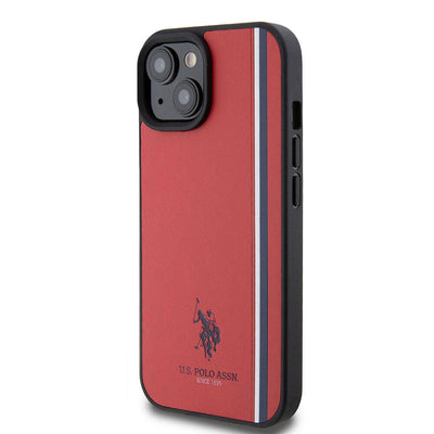 Apple iPhone 15 Kılıf U.S. Polo Assn. Orjinal Lisanslı Üç Renk Şerit Tasarımlı Baskı Logolu Kapak Beyaz