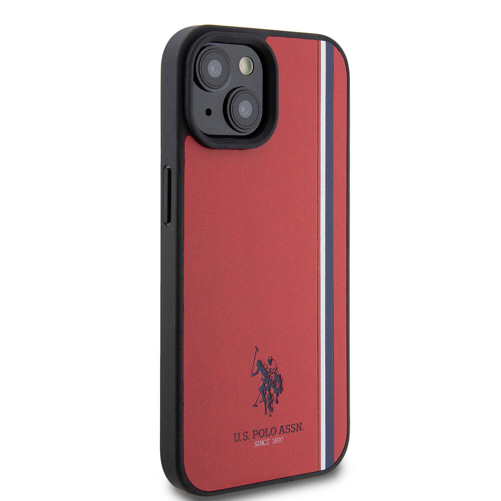 Apple iPhone 15 Kılıf U.S. Polo Assn. Orjinal Lisanslı Üç Renk Şerit Tasarımlı Baskı Logolu Kapak Beyaz