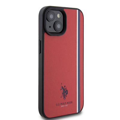 Apple iPhone 15 Kılıf U.S. Polo Assn. Orjinal Lisanslı Üç Renk Şerit Tasarımlı Baskı Logolu Kapak Beyaz