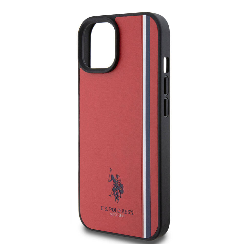 Apple iPhone 15 Kılıf U.S. Polo Assn. Orjinal Lisanslı Üç Renk Şerit Tasarımlı Baskı Logolu Kapak Beyaz