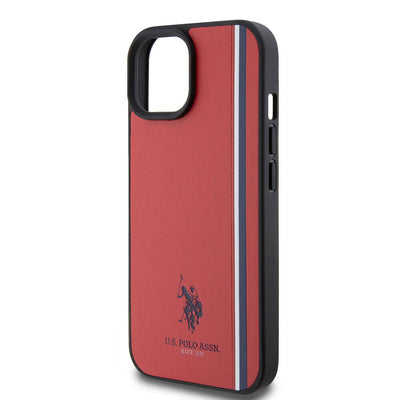 Apple iPhone 15 Kılıf U.S. Polo Assn. Orjinal Lisanslı Üç Renk Şerit Tasarımlı Baskı Logolu Kapak Beyaz