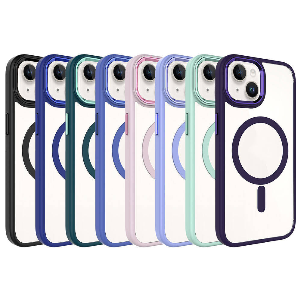 iPhone 15 Kılıf Wireless Şarj Özellikli Zore Krom M-safe Silikon Kılıf