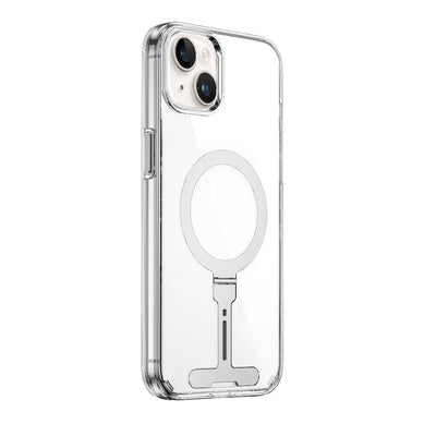 Apple iPhone 15 Kılıf Wiwu FYY-014 Magsafe Şarj Özellikli Alüminyum Alaşım Metal Standlı Şeffaf Kapak Renksiz