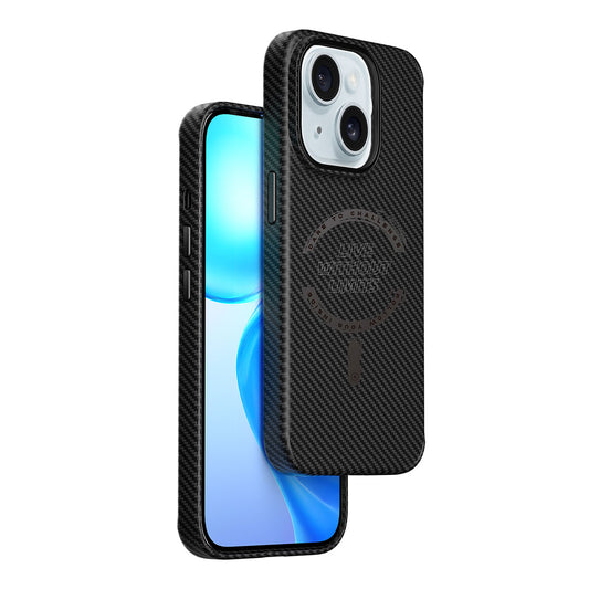 iPhone 15 Kılıf Wiwu LCC-107 Karbon Fiber M-safe Şarj Özellikli Kamera Korumalı Kabon Kılıf