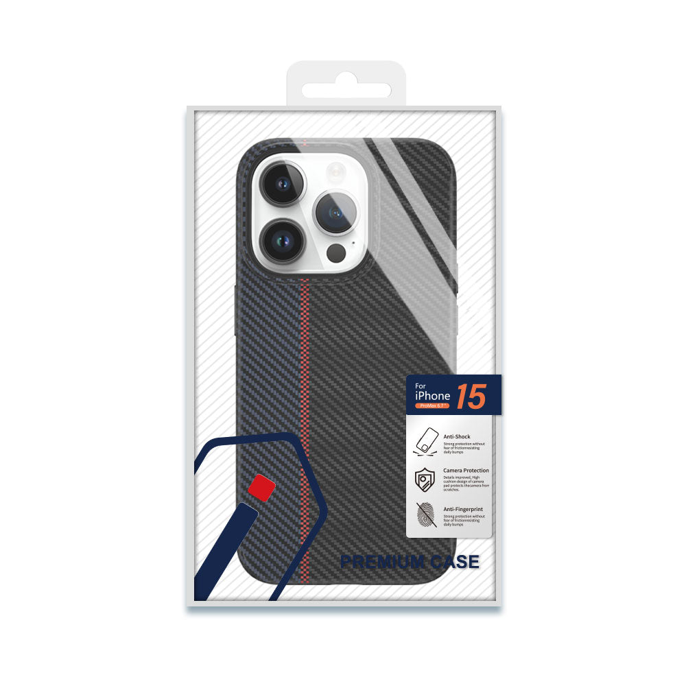 Apple iPhone 15 Kılıf Wiwu LCC-107 Karbon Fiber Magsafe Şarj Özellikli Kamera Korumalı Kabon Kapak Siyah