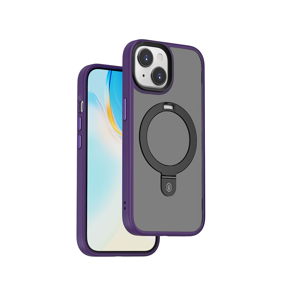 iPhone 15 Kılıf Wiwu ZMM-010 M-safe Şarj Özellikli Mat Arka Yüzey Standlı Kılıf