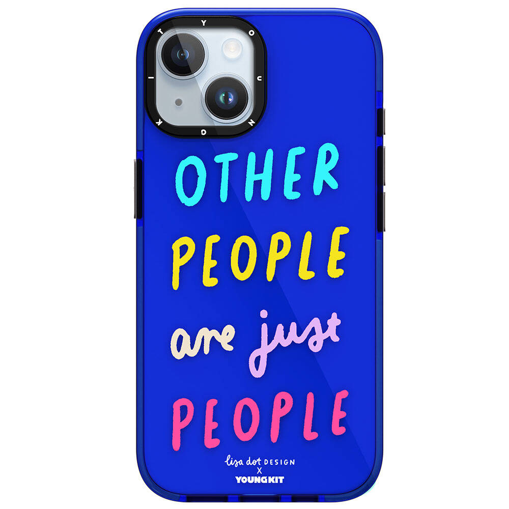 Apple iPhone 15 Kılıf Yazı Desenli Youngkit Mindfulness Serisi Kapak Mavi