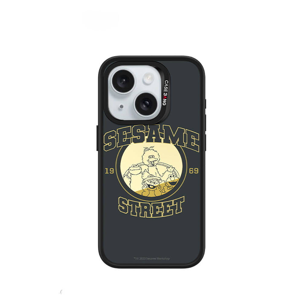 Apple iPhone 15 Magsafe Şarj Özellikli Casebang Sesame Street Serisi Mıknatıslı Arka Panel Siyah