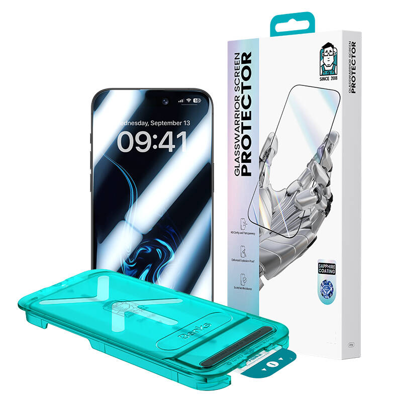 iPhone 15 Plus Benks Glass Warrior Safir Coating 0.3mm Cam Ekran Koruyucu + Kolay Uygulama Aparatı