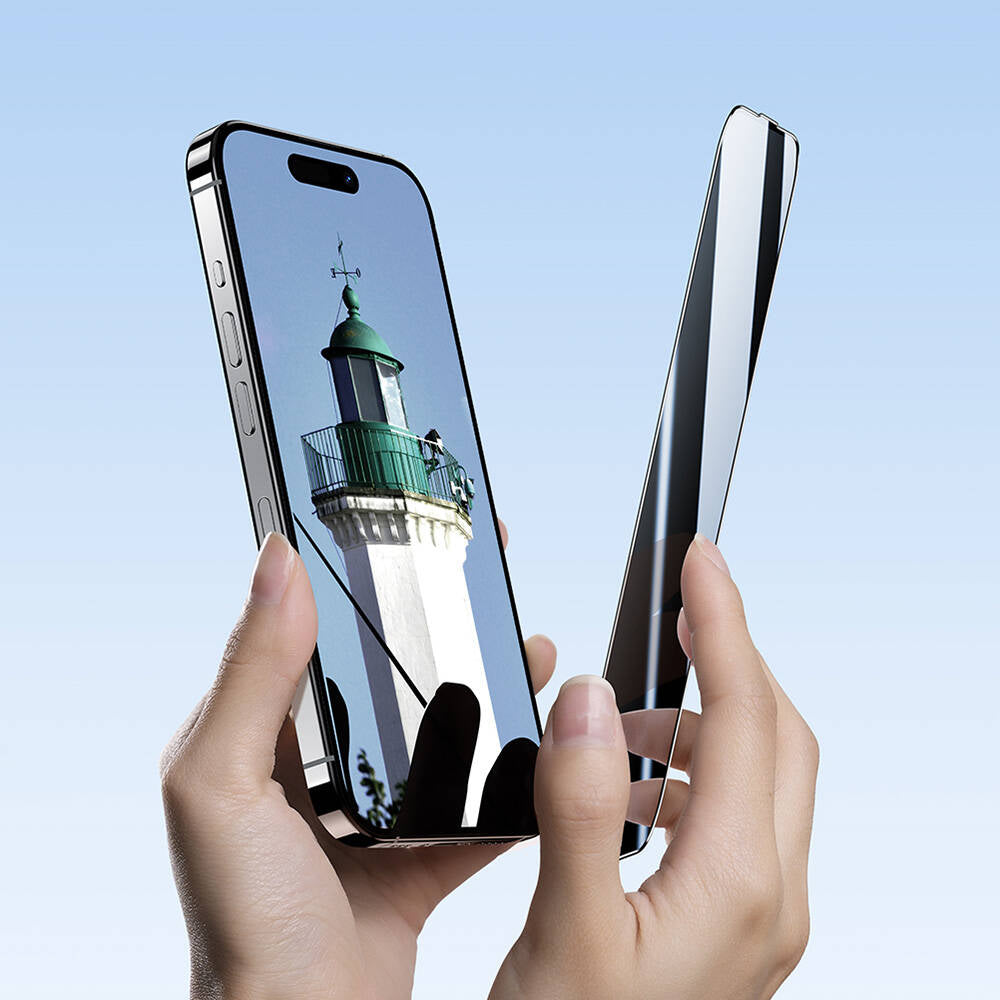 iPhone 15 Plus Benks Ultra Shield 0.4mm Privacy Ekran Koruyucu + Kolay Uygulama Aparatlı