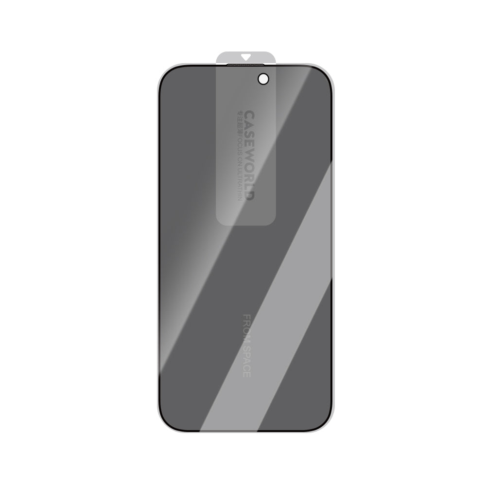 iPhone 15 Plus CaseWorld Crystal Shadow Serisi Safir Coating 0.15mm 3D Privacy Temperli Cam Ekran Koruyucu